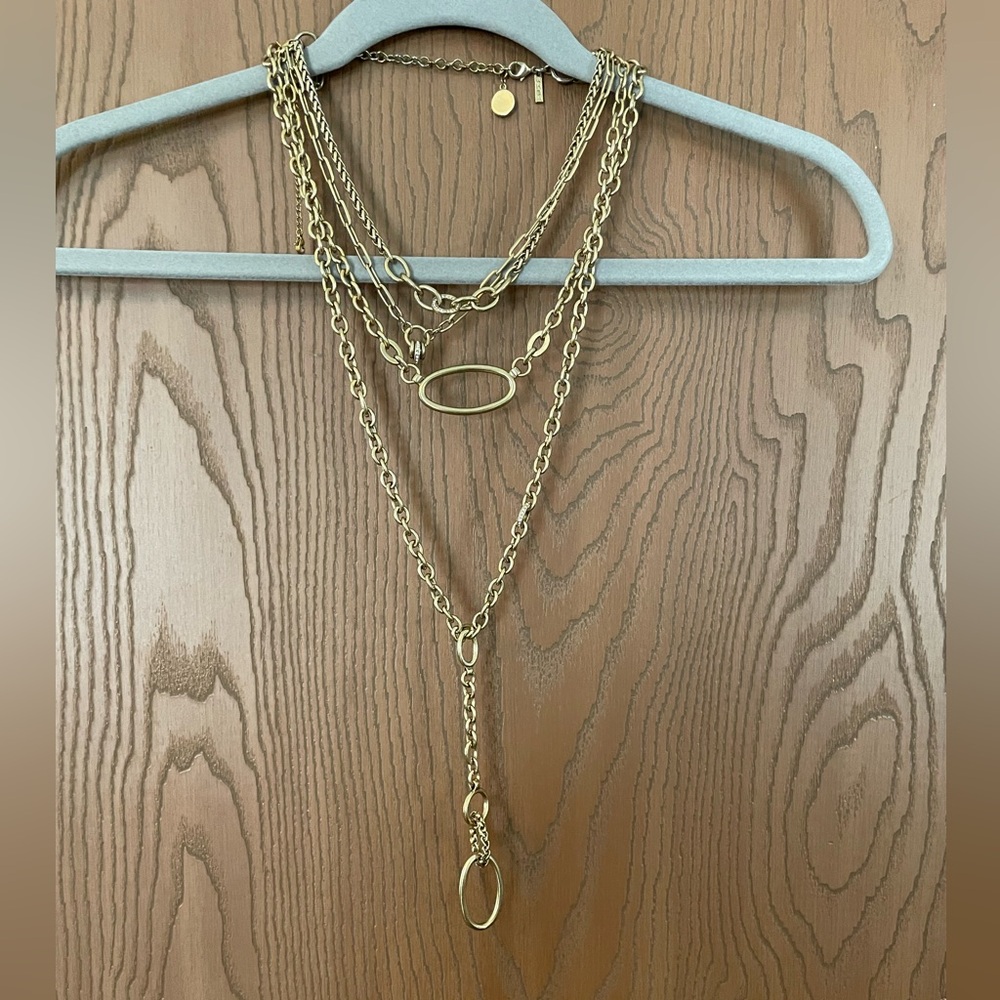 WHBM gold tone convertible chain necklace